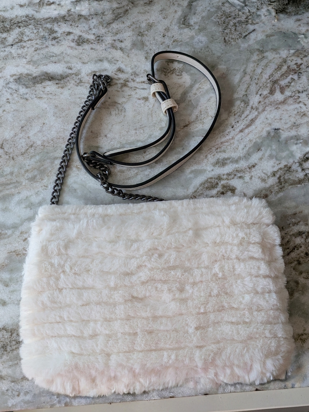 Faux Fur Crossbody Bag in Cream - Picture 4 of 10